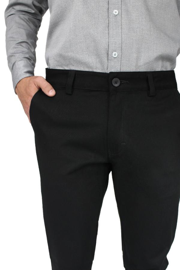 Pantalón Slim Fit Negro De Vestir Algodón Stretch Para Caballero